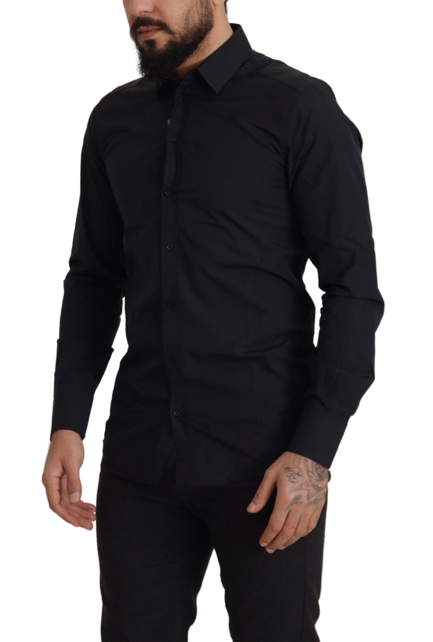 Dolce &amp; Gabbana Elegant Slim Fit Black Cotton Shirt