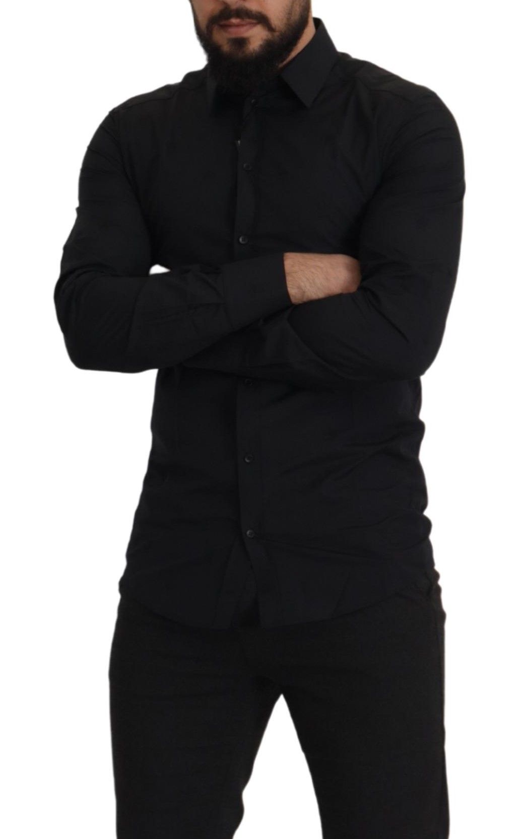 Dolce &amp; Gabbana Elegant Slim Fit Black Cotton Shirt