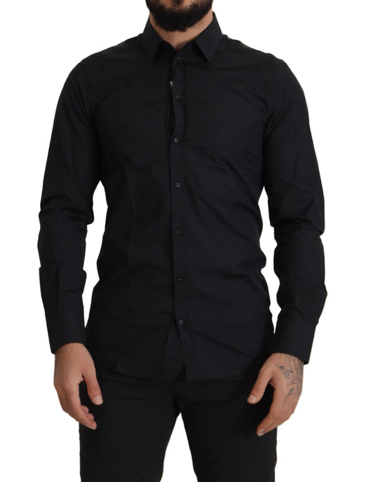 Dolce &amp; Gabbana Elegant Slim Fit Black Cotton Shirt