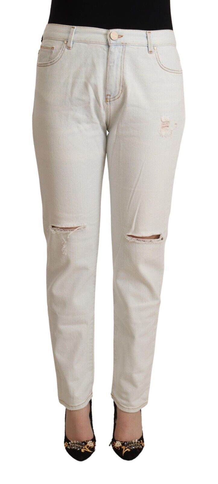 PINKO White Skinny Denim Farkut keskivyötäröllä