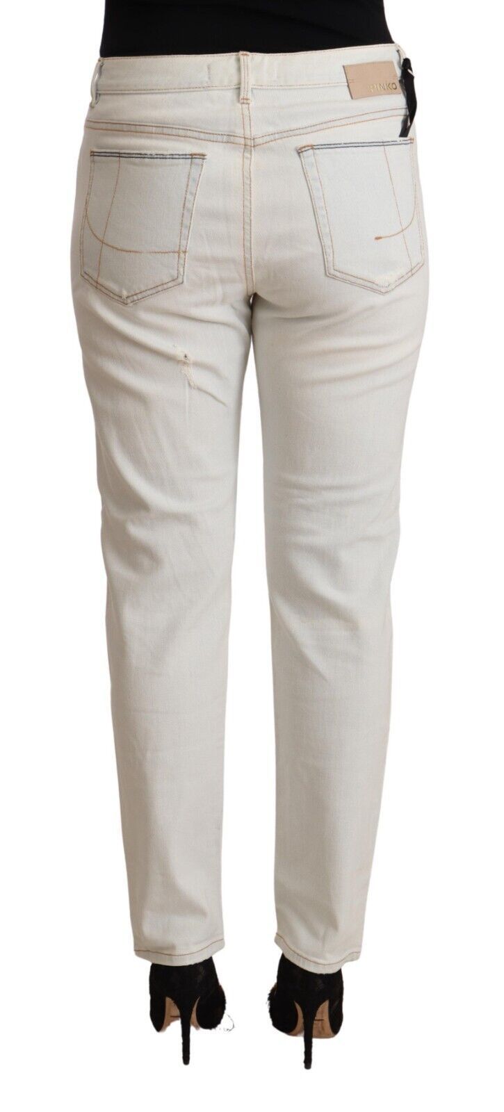 PINKO White Skinny Denim Farkut keskivyötäröllä