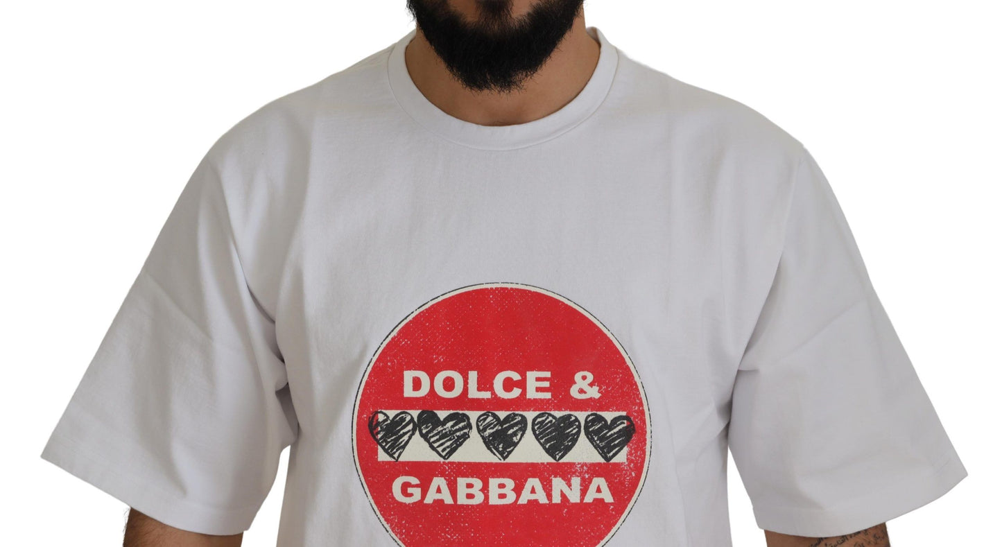 Dolce &amp; Gabbana Chic white cotton T-shirt "Heart Amor