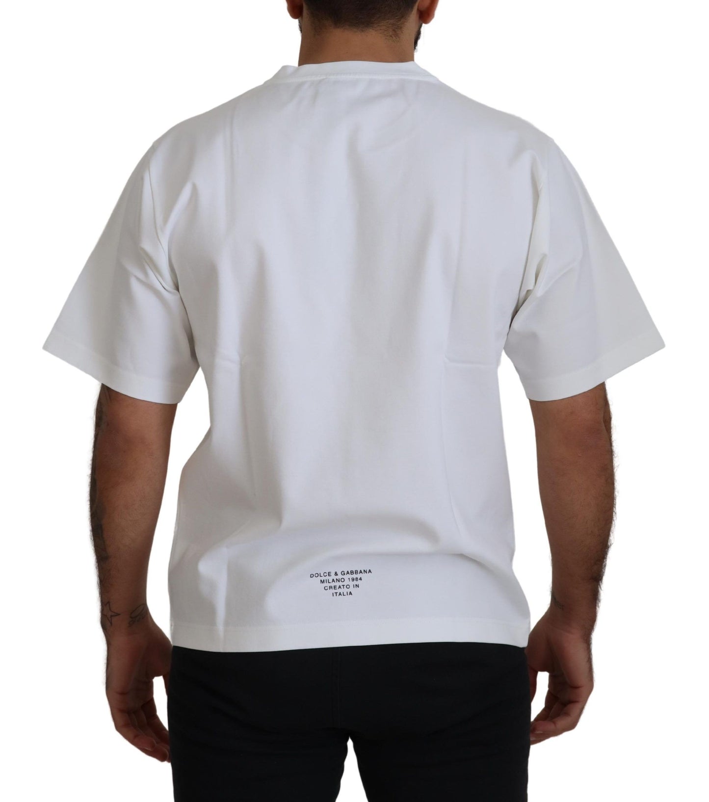 Dolce &amp; Gabbana Timeless White Logo Crew Neck T-Shirt