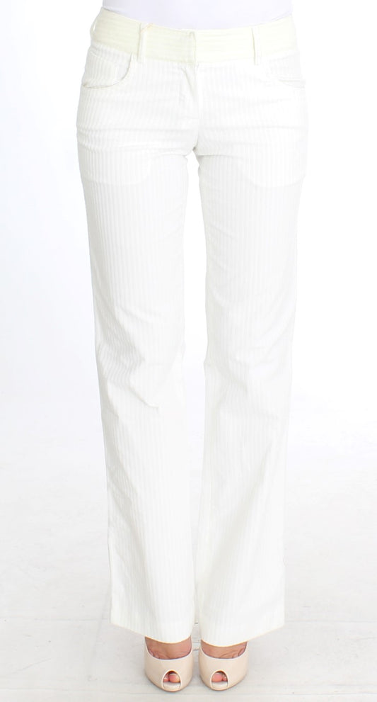 Ermanno Scervino Chic white striped straight fit trousers