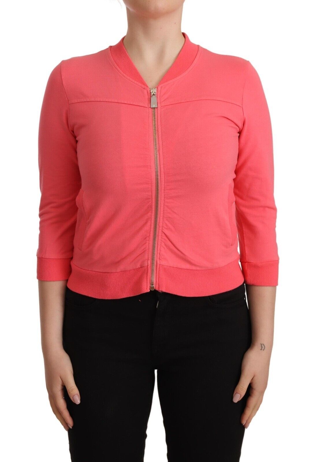 Blumarine Elegant pink zip-up sweater