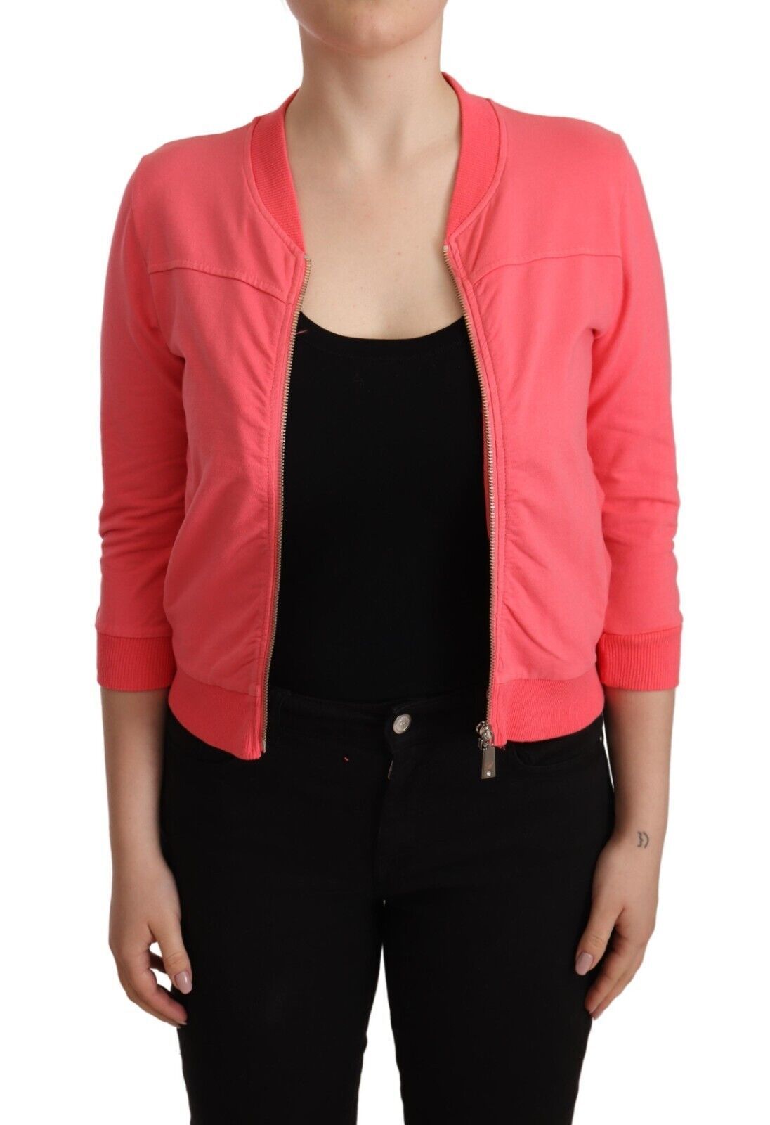 Blumarine Elegant pink zip-up sweater