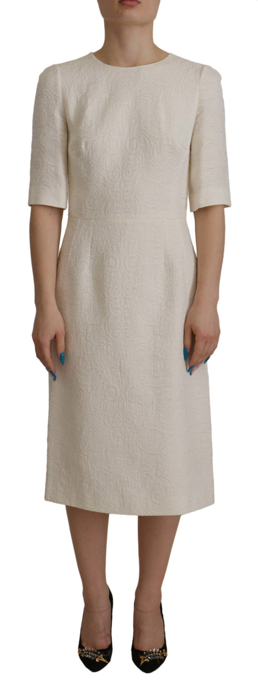 Dolce &amp; Gabbana Exquisite Jacquard Midi Dress in White