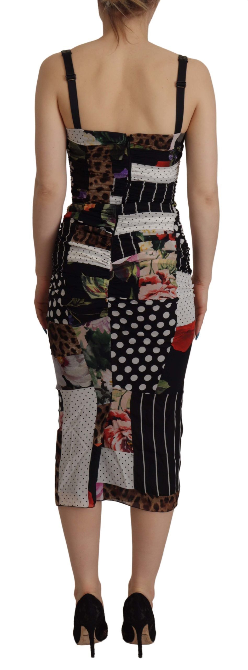 Dolce &amp; Gabbana Elegant Patchwork Silk Blend Midi Dress