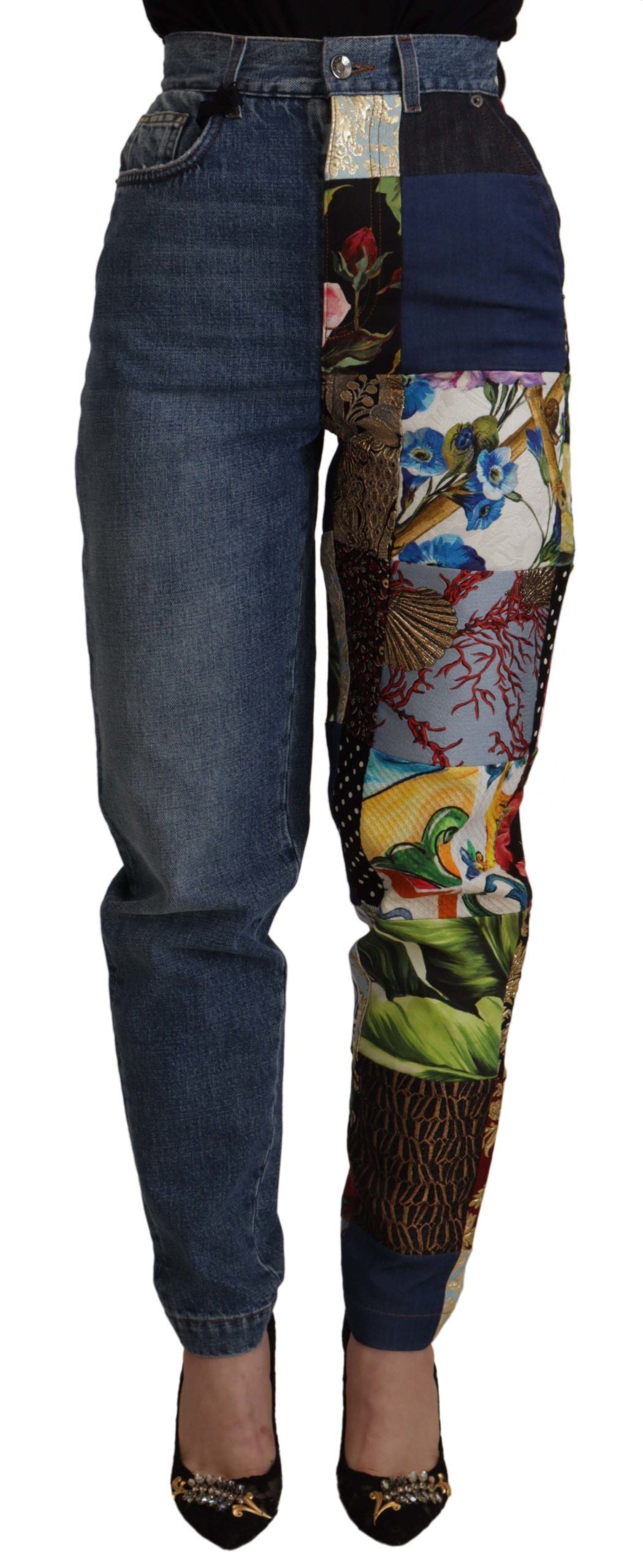 Dolce &amp; Gabbana Relaxed Jeans in Jacquard Denim with Patchwork Pattern