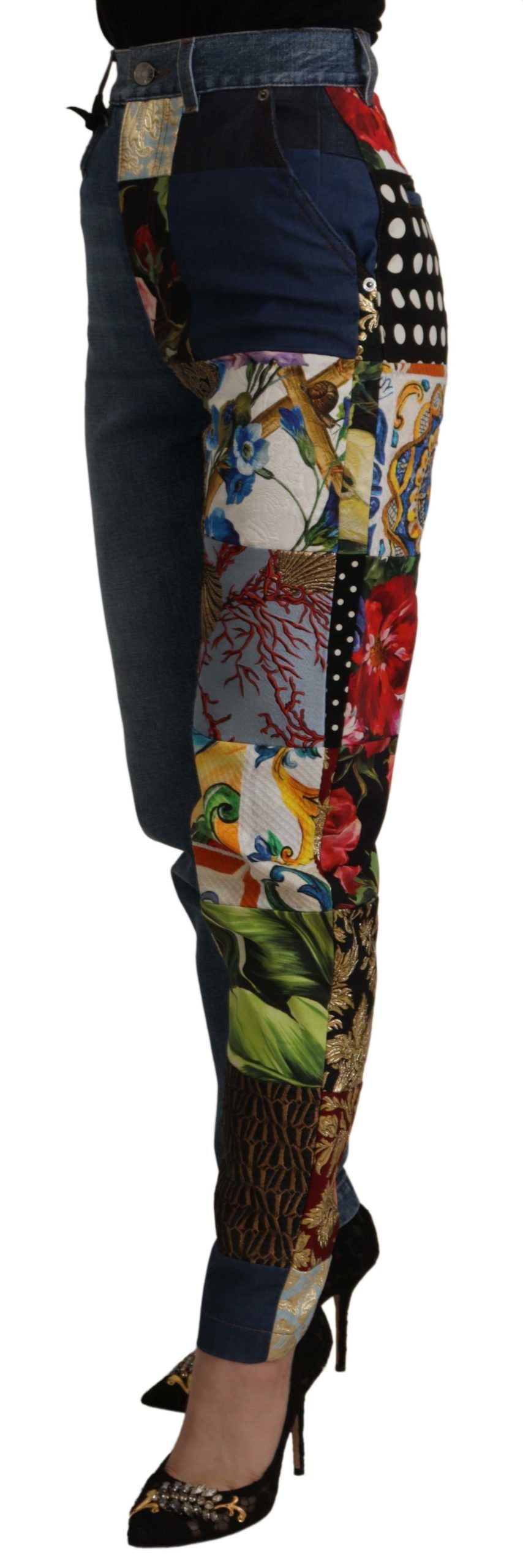 Dolce &amp; Gabbana Relaxed Jeans in Jacquard Denim with Patchwork Pattern