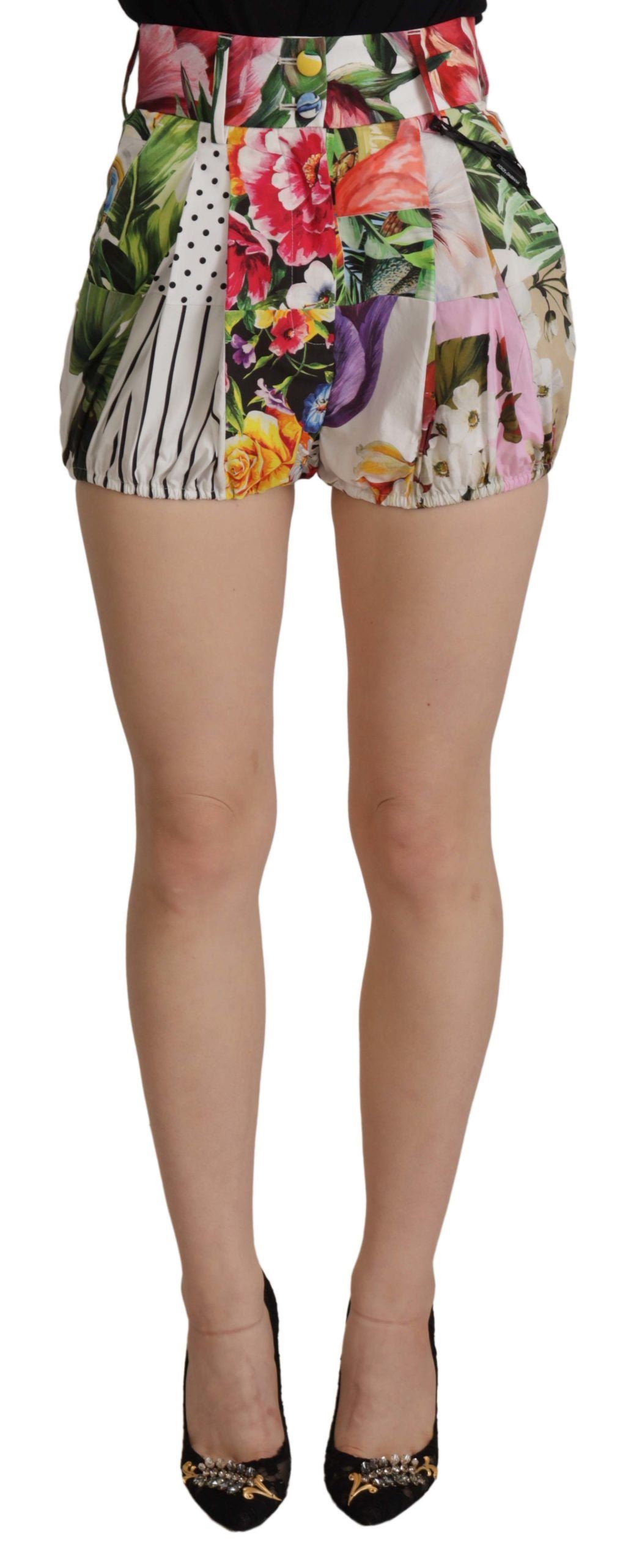 Dolce &amp; Gabbana Multicolor Majolica kukkaiset korkeavyötäröiset shortsit