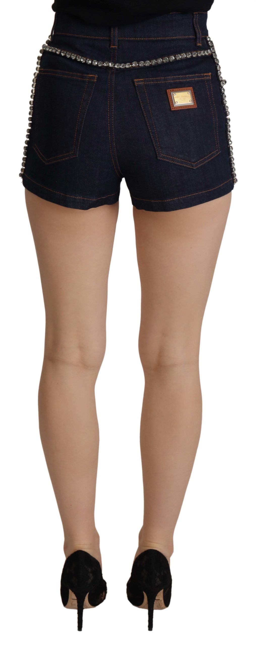 Dolce &amp; Gabbana Chic High Waist Hot Pants -shortsit kristallikoristeella