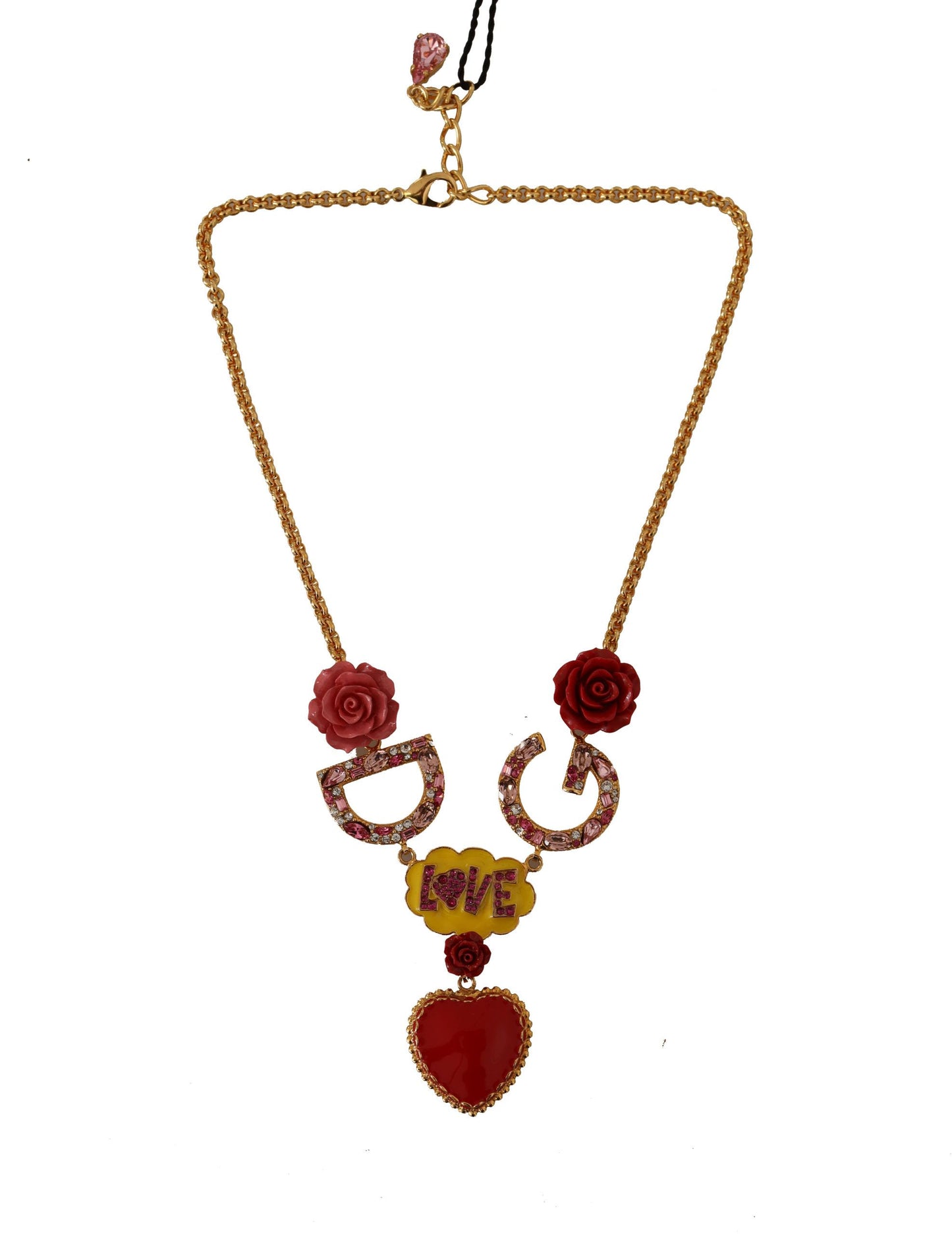 Dolce &amp; Gabbana Glamorous Necklace with Gold Crystal Pendant