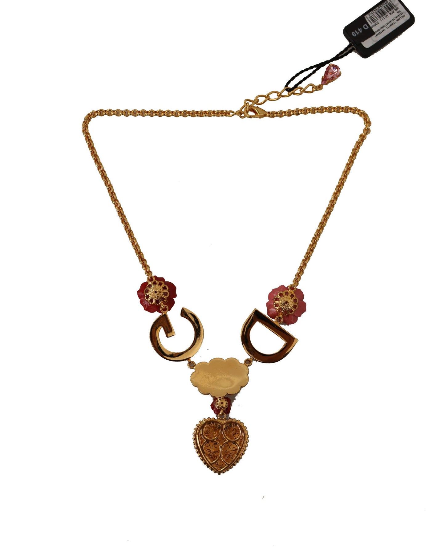 Dolce &amp; Gabbana Glamorous Necklace with Gold Crystal Pendant