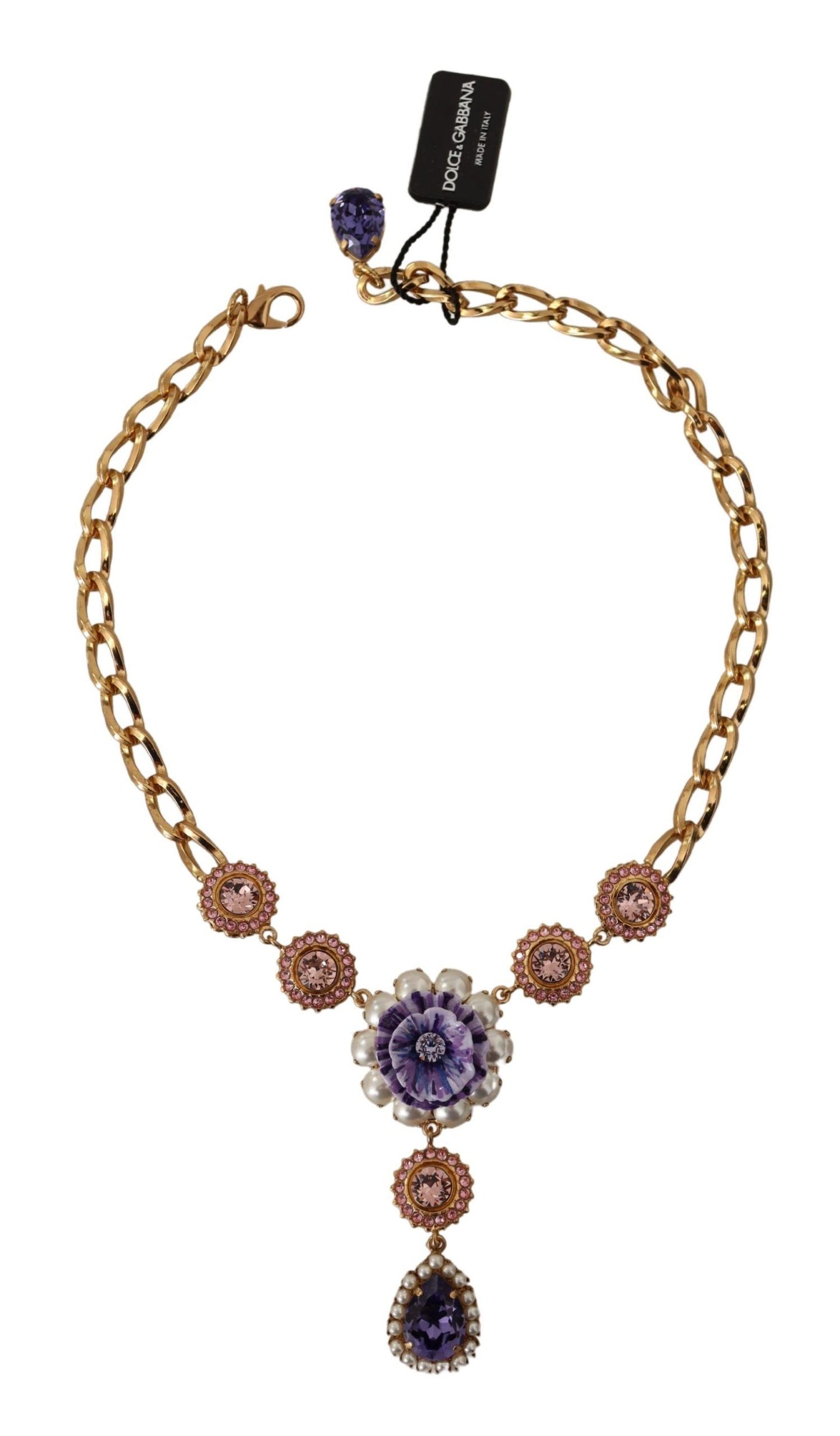 Dolce &amp; Gabbana Elegant floral crystal necklace