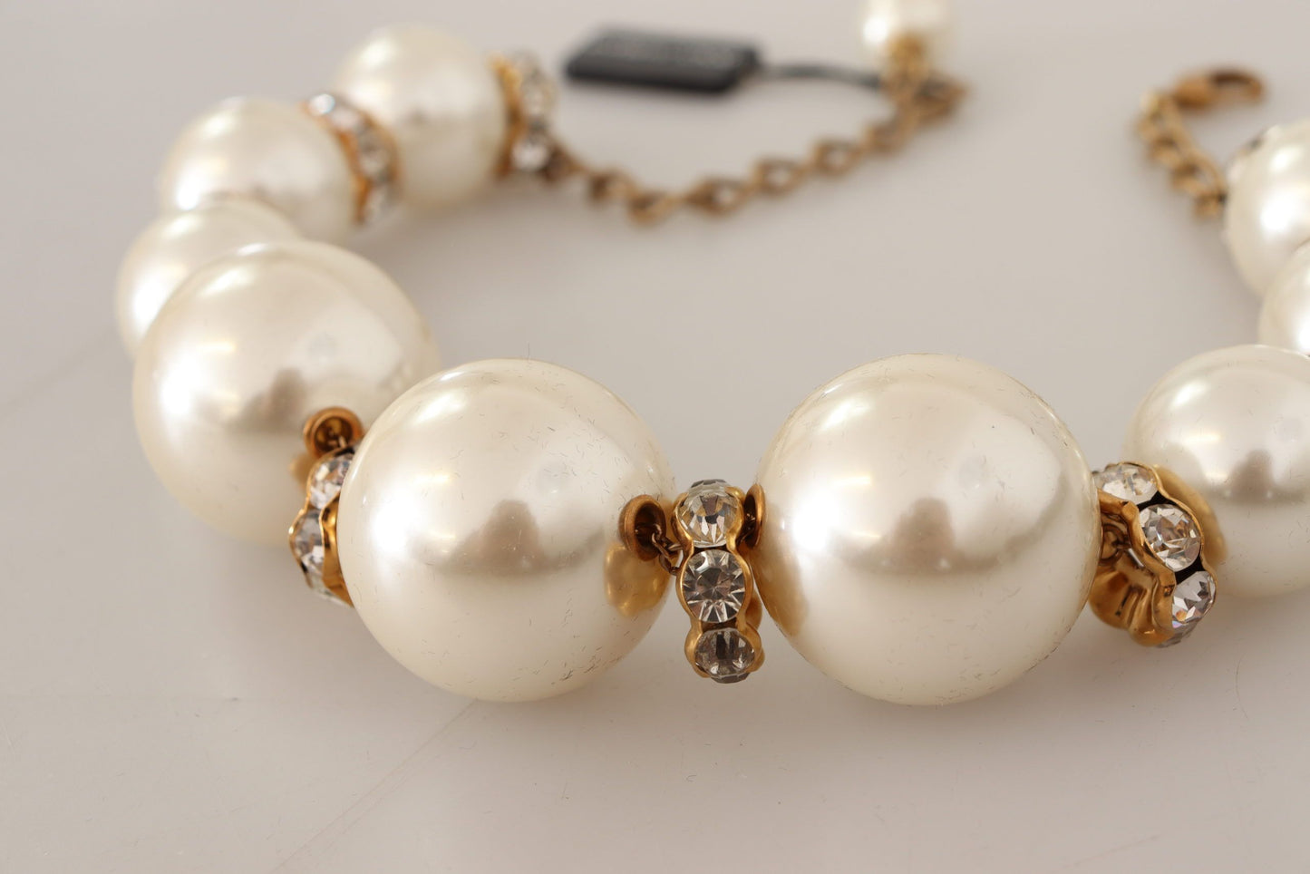 Dolce &amp; Gabbana Elegant faux pearl necklace with crystal accents