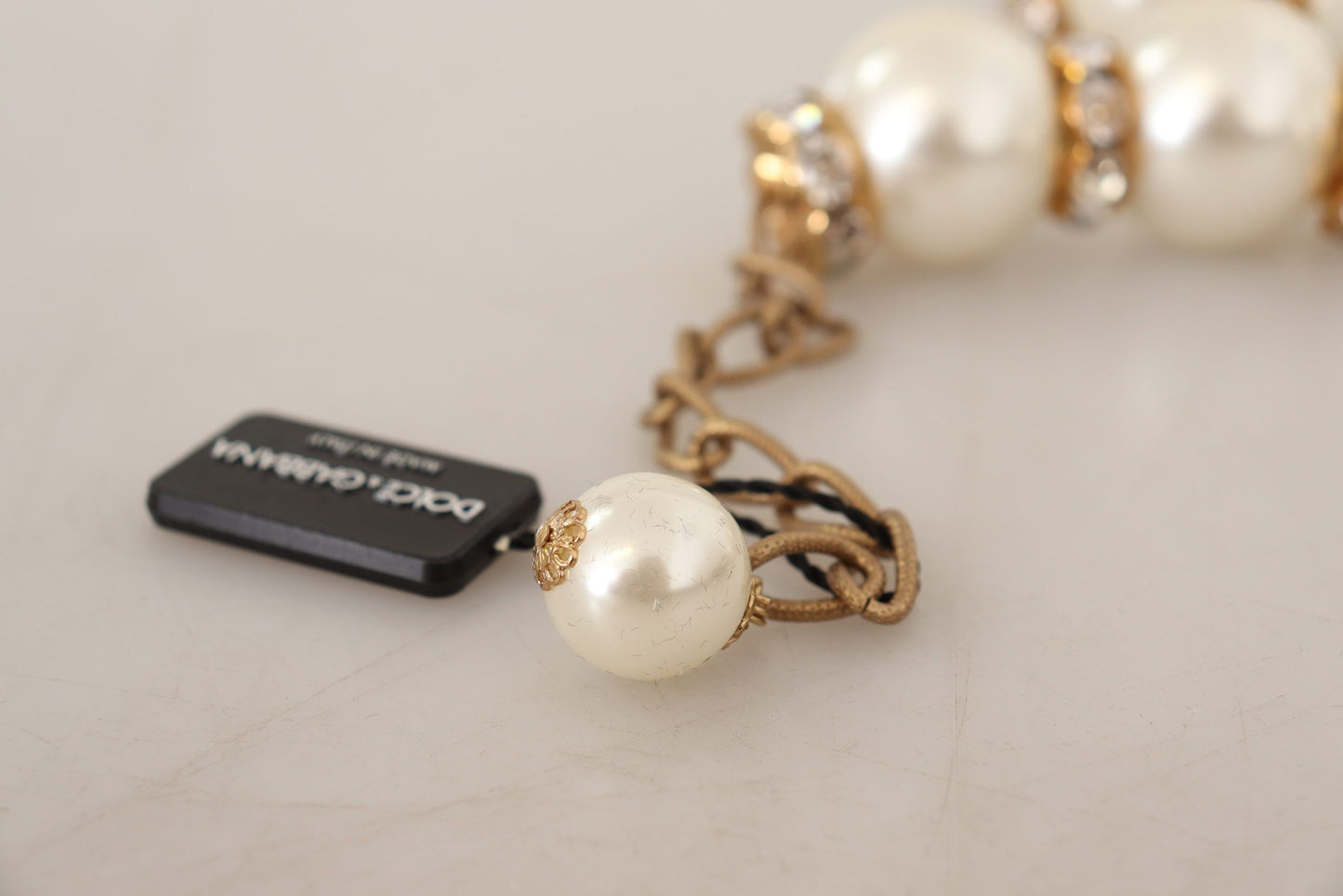 Dolce &amp; Gabbana Elegant faux pearl necklace with crystal accents