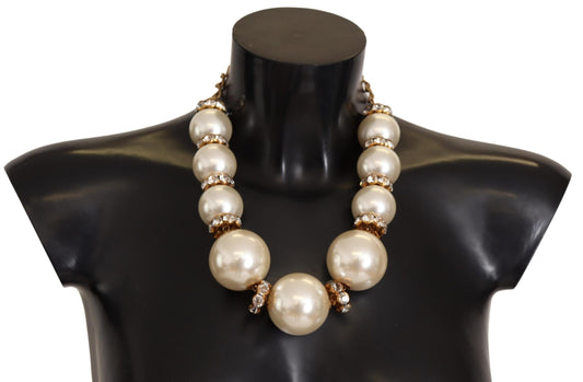 Dolce &amp; Gabbana Elegant faux pearl necklace with crystal accents