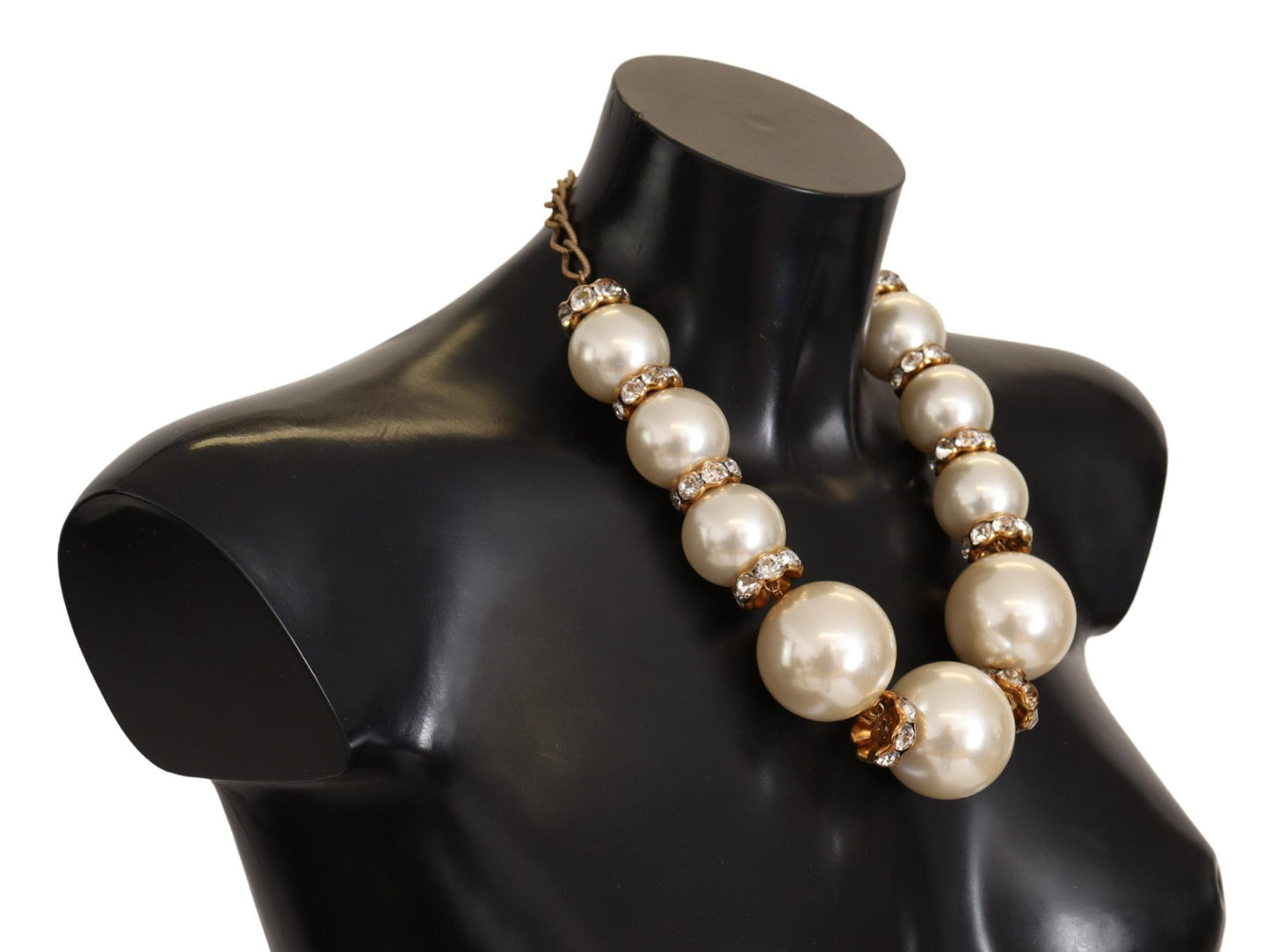 Dolce &amp; Gabbana Elegant faux pearl necklace with crystal accents