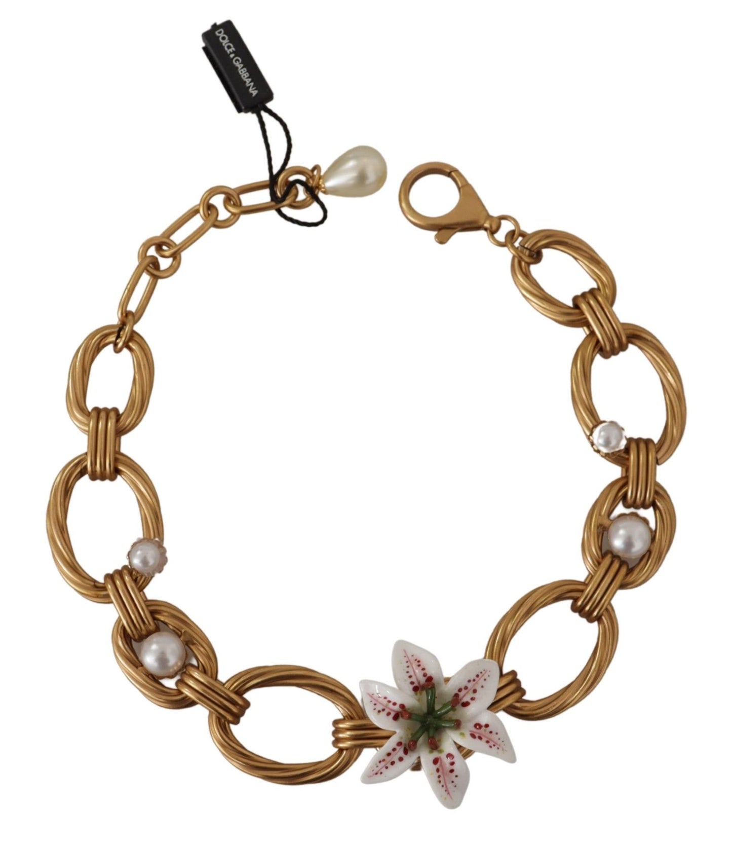 Dolce &amp; Gabbana Elegant Gold Lily Flower Pendant Necklace