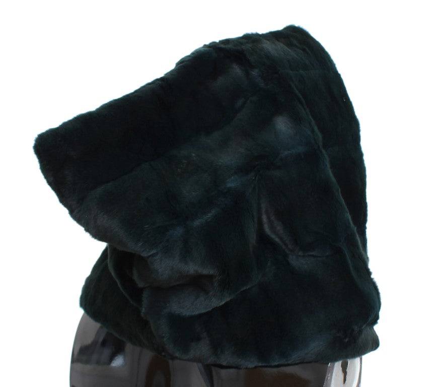 Dolce &amp; Gabbana Exclusive Green Weasel Fur Hooded Scarf