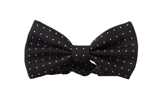 Dolce &amp; Gabbana Elegant Black Dotted Silk Bow Tie