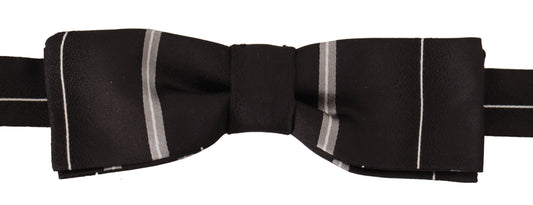 Dolce &amp; Gabbana Elegant Silk Bow Tie in Black and Grey