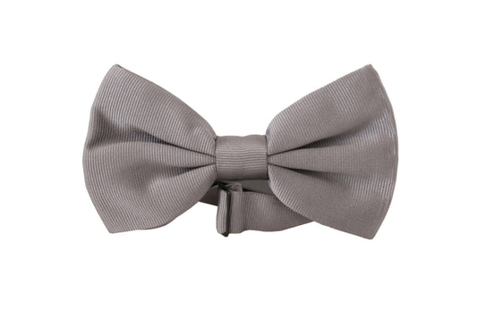 Dolce &amp; Gabbana Elegant Gray Silk Bow Tie