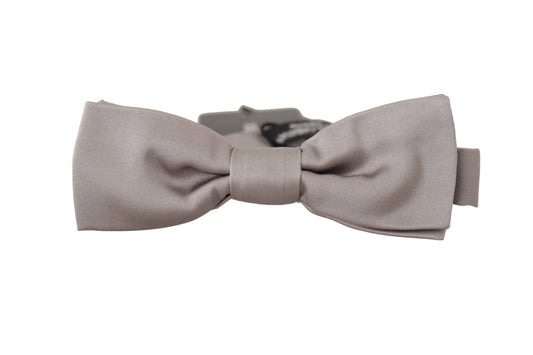 Dolce &amp; Gabbana Elegant silver silk bow tie for the sophisticated evening