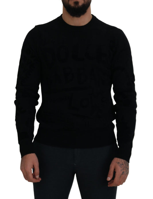 Dolce &amp; Gabbana Elegant Black Logo Wool Sweater