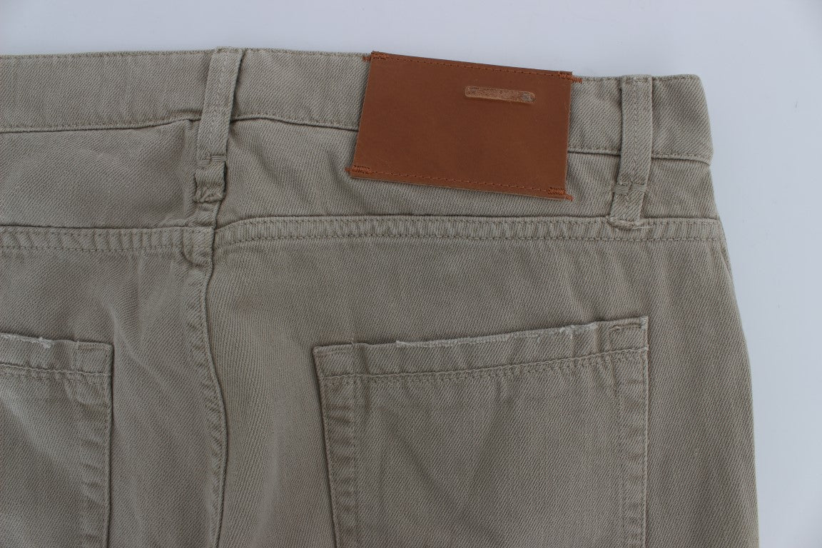 Eight Beige Straight Fit Cotton Jeans for Men