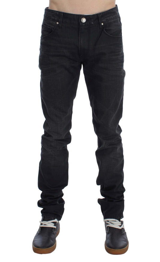 Acht Glatte graue Slim Fit italienische Herrenjeans