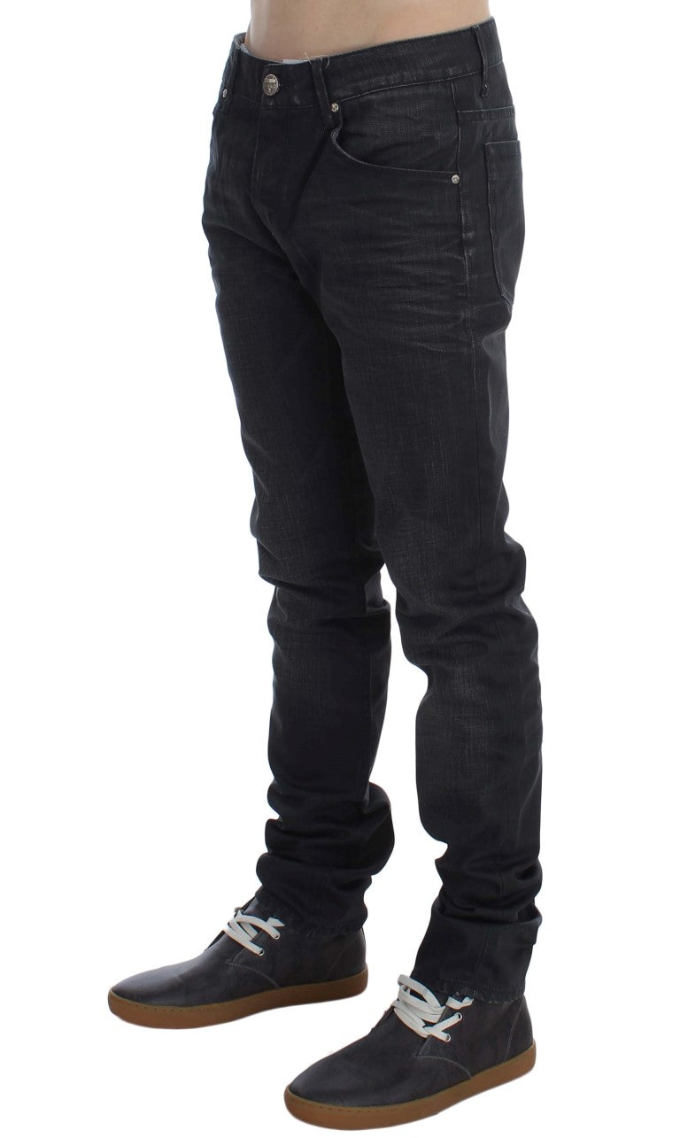 Acht Glatte graue Slim Fit italienische Herrenjeans