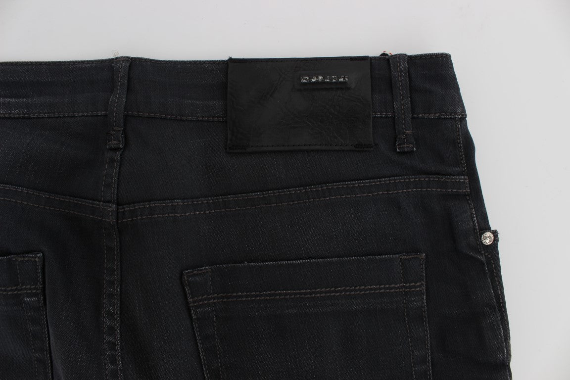 Acht Elegantes graues Slim Fit Premium-Denim für Männer