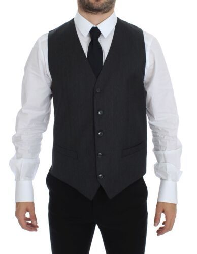 Dolce &amp; Gabbana Elegant grey wool vest for formal occasions