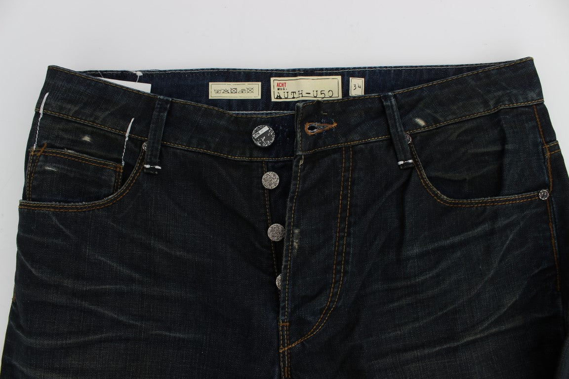 Acht Elegante Straight Fit Jeans in Dunkelblau