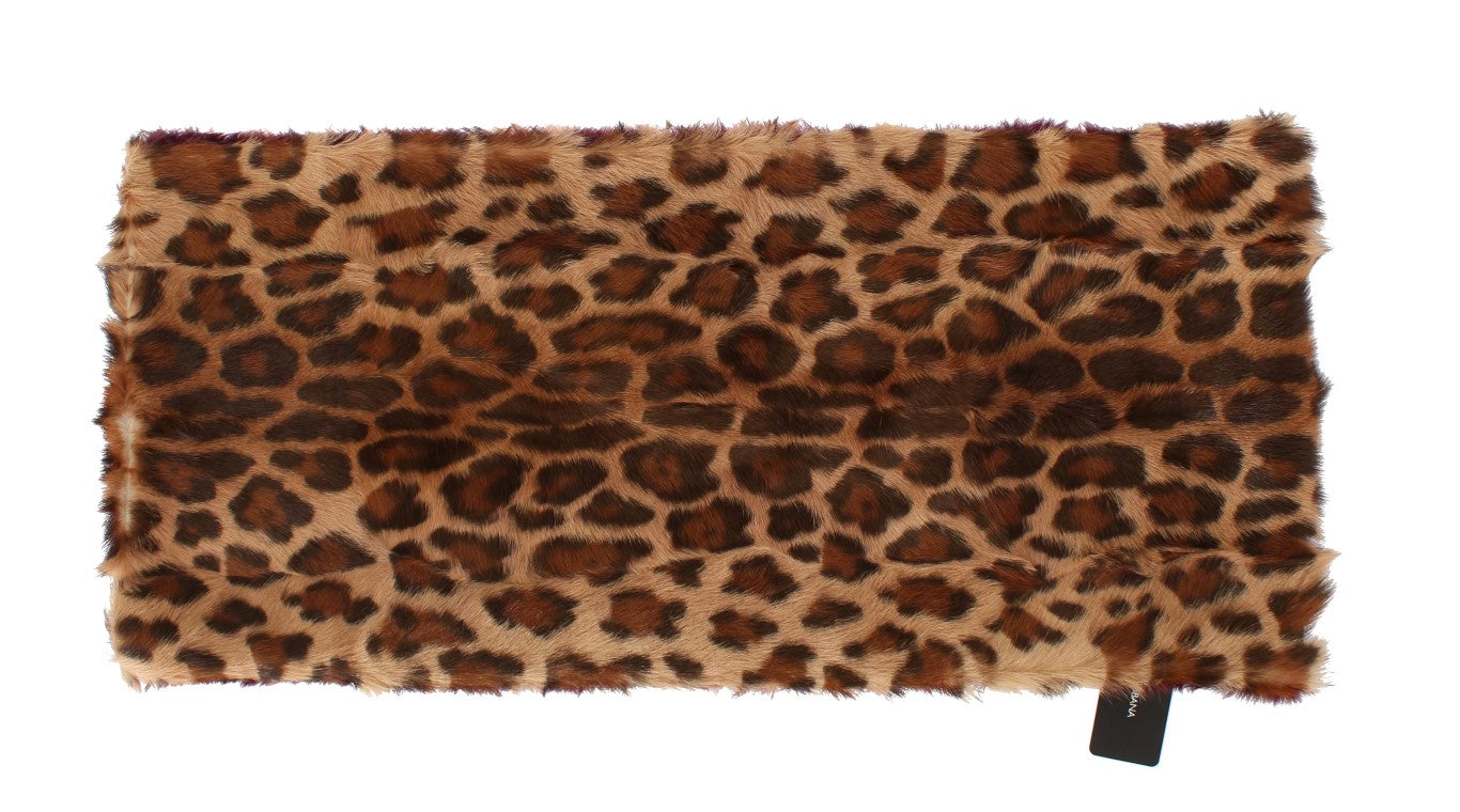 Dolce &amp; Gabbana Exquisite Lambskin Scarf with Leopard Print