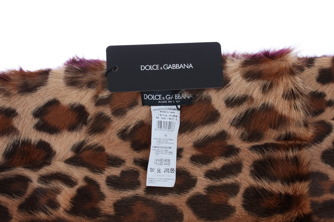 Dolce &amp; Gabbana Exquisite Lambskin Scarf with Leopard Print