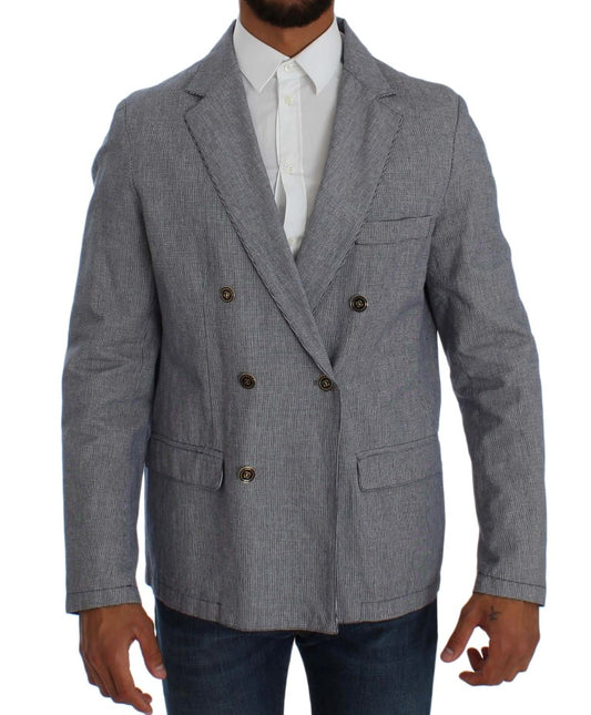 Master Coat Eleganter blauer Blazer im Zweireiherstil