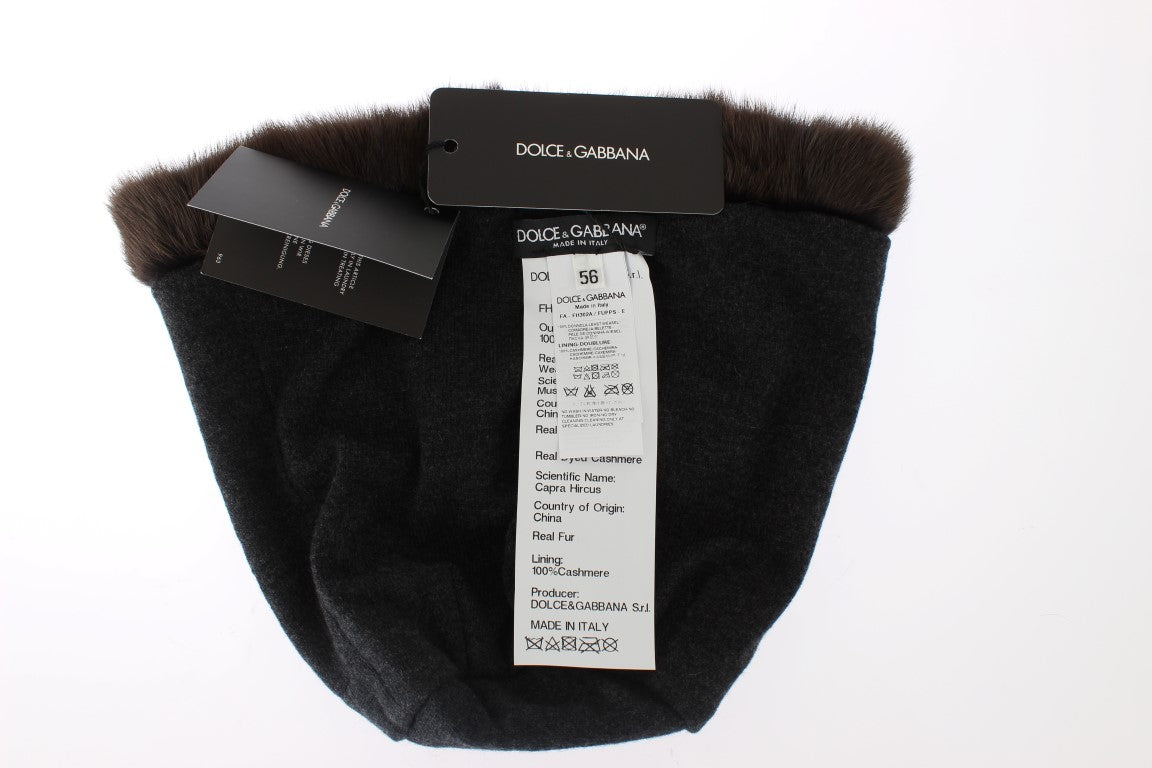 Dolce & Gabbana Luxuriöse braune Wieselpelz-Mütze