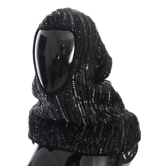 Dolce &amp; Gabbana Elegant black hooded scarf with sequins