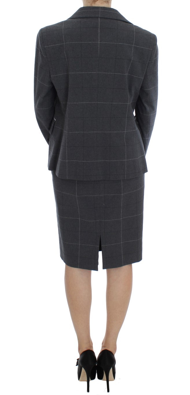 BENCIVENGA Elegant grey checked sheath dress suit