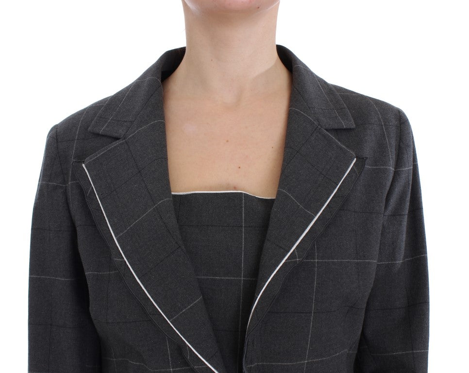 BENCIVENGA Elegant grey checked sheath dress suit