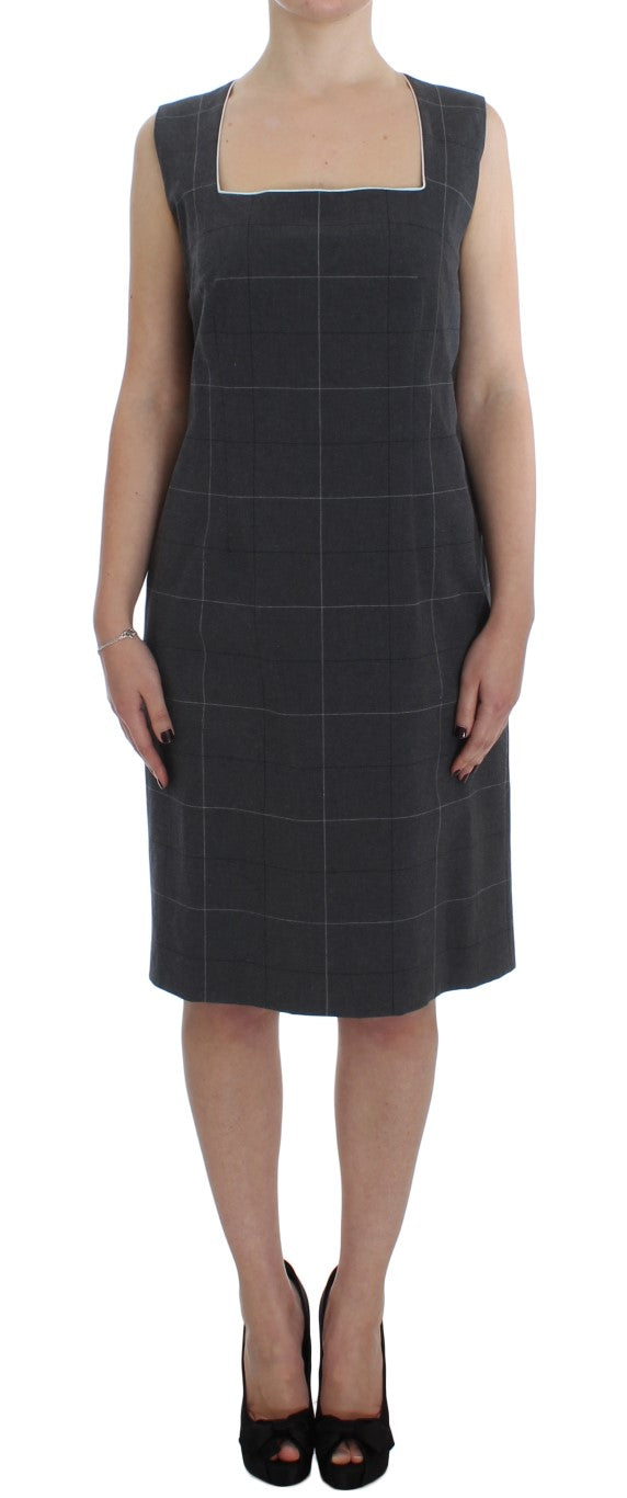 BENCIVENGA Elegant grey checked sheath dress suit