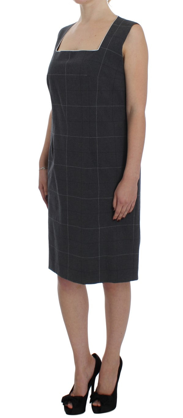 BENCIVENGA Elegant grey checked sheath dress suit