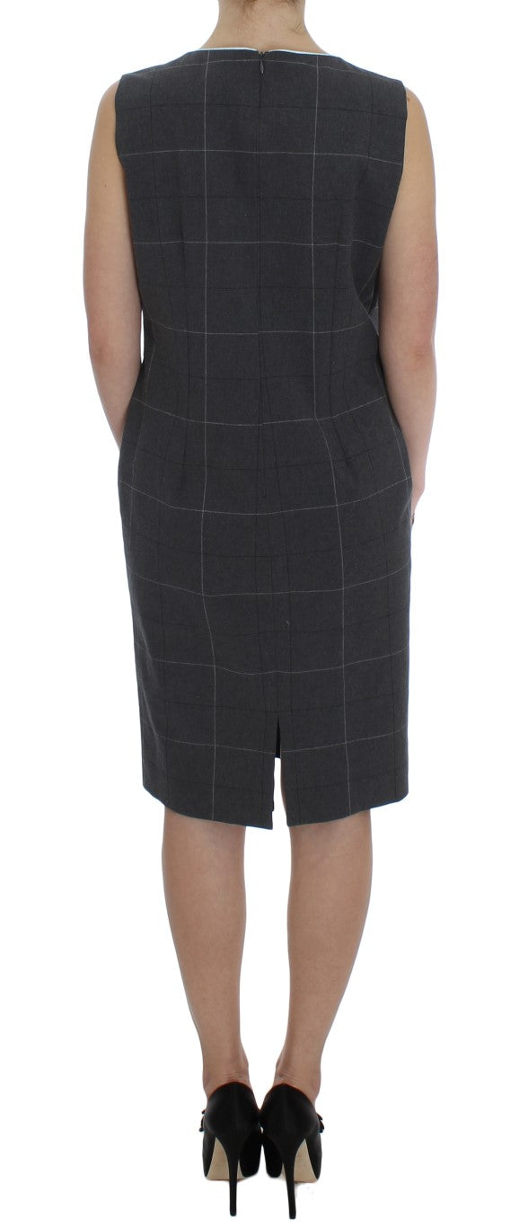 BENCIVENGA Elegant grey checked sheath dress suit