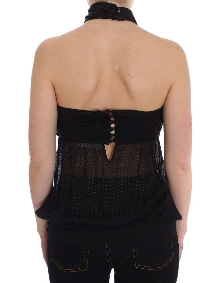 Exte Elegante Schwarze Abend-Wickeltop-Bluse