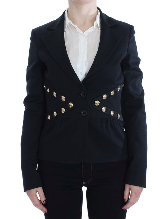 Exte Schicker schwarzer Stretch-Blazer mit goldener Knopfleiste