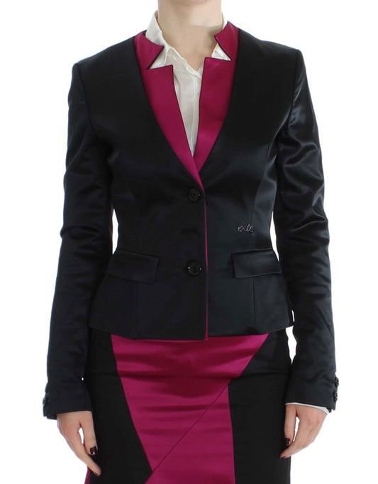 Exte Schicker schwarz-rosa einreihiger Blazer