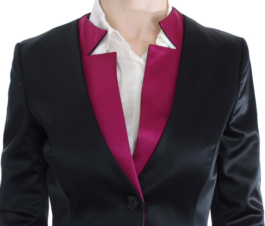 Exte Schicker schwarz-rosa einreihiger Blazer